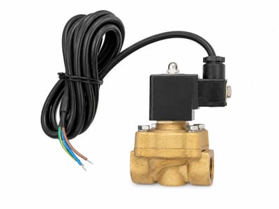 LPG dual-coil double-action solenoid diaphragm valve for gas dispensers — two coils in single body, brass DN20, 220 VAC, made by Gerkon Ukraine